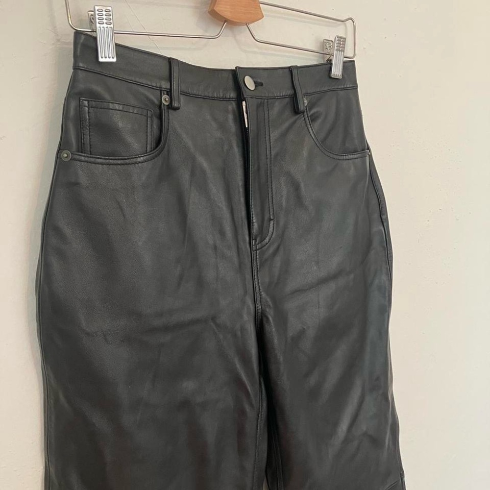 Black Leather Straight Leg Pants- size 27